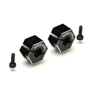 Black aluminium 8mm wide offset clamping wheel hexs - pr - for Drag use (TLR 22 5.0) (TLR 22 series)