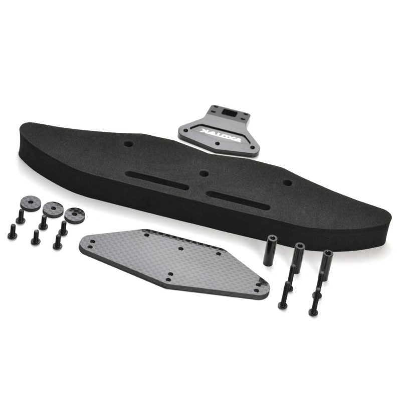 Carbon fibre, black aluminium and foam front bumper set (Associated B6 Drag)