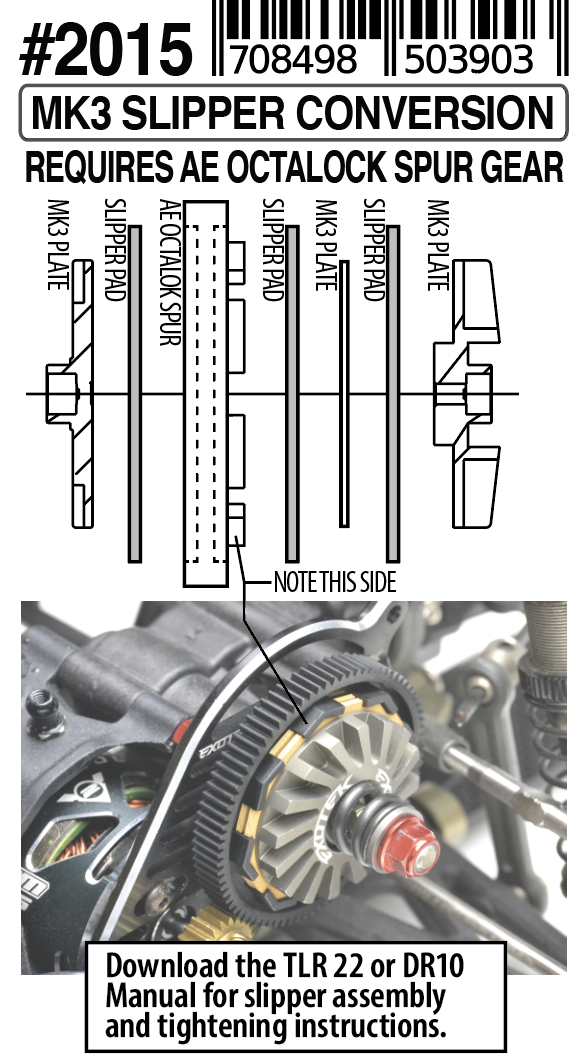 Turbine Mk3 - 3 pad slipper system conversion set (AE DR10 or TLR 22)
