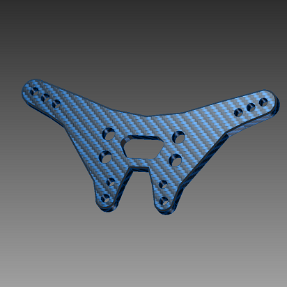 Blue Weave Carbon Fibre 4mm rear shock tower - for standard shocks (Associated B6 or B6D)