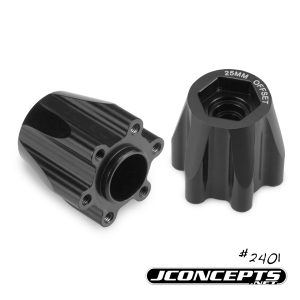 Black aluminium 12mm wheel adaptors for Tribute wheels - 25mm offset - pr (Traxxas Slash 4x4 or Stampede 4x4)