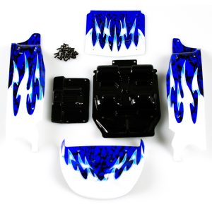 Porcelain - pre-painted desert truck body panel set and interior - blue/black/white (EMB-DT)