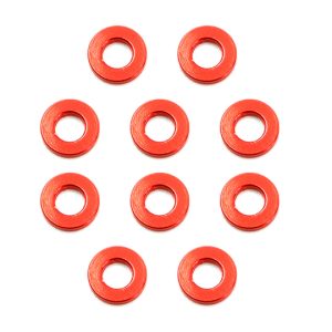 Red 3 x 6 x 1mm aluminium washers (10)