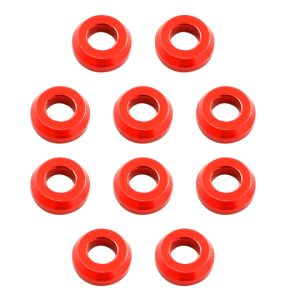 Red 3 x 6 x 2mm aluminium washers (10)