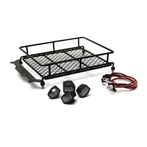 Metal Mesh roof rack with Oval lights - Black (1/10th Scale/Trail vehicles)