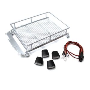 Metal Mesh roof rack with Oval lights - Silver (1/10th Scale/Trail vehicles)