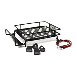 Metal Grid roof rack with Oval lights - Black (1/10th Scale/Trail vehicles)
