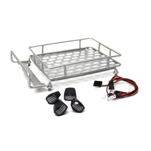 Metal Grid roof rack with Oval lights - Silver (1/10th Scale/Trail vehicles)
