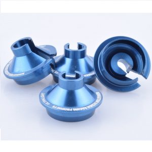 Blue Aluminium +5mm offset shock spring cups - set of 4 (Associated B5 or B5M)