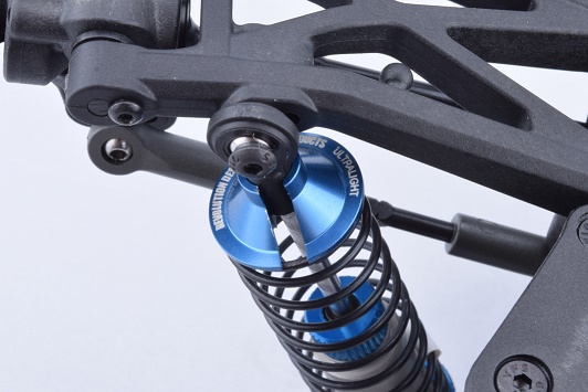 Blue Aluminium +5mm offset shock spring cups - set of 4 (Associated B5 or B5M)
