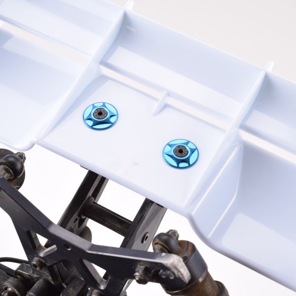 Light Blue machined aluminium wing buttons (pr)