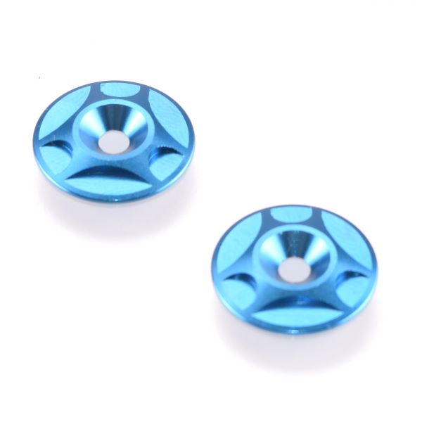 Light Blue machined aluminium wing buttons (pr)