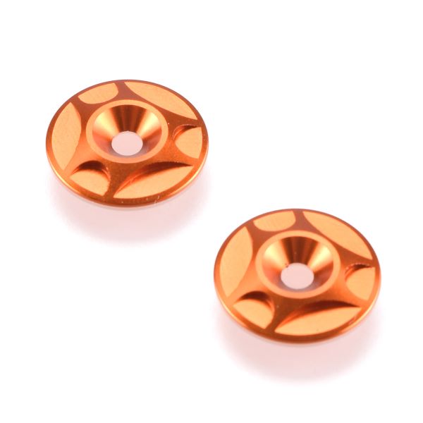 Orange machined aluminium wing buttons (pr)