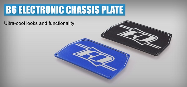 Black aluminium electronics mounting plate (Associated B6 or B6D)
