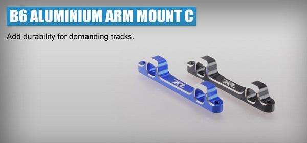 Black aluminium rear arm mount C (Associated B6 or B6D)