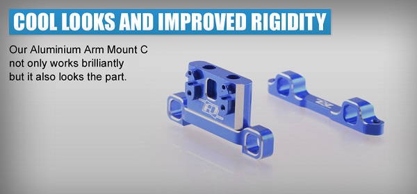 Black aluminium rear arm mount C (Associated B6 or B6D)