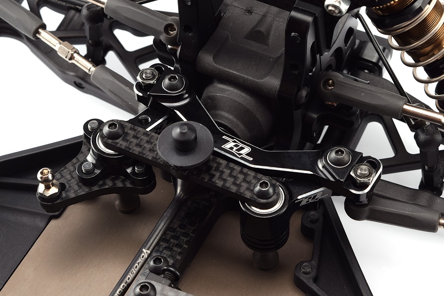 Black aluminium steering plate with bearings (Yokomo YZ-4 SF) (D)