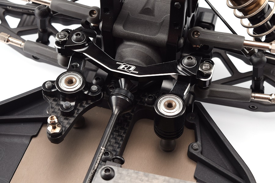 Black aluminium steering plate with bearings (Yokomo YZ-4 SF) (D)