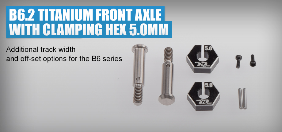 Titanium front axle with alloy clamping 5mm hexs - pr (AE B6.2)