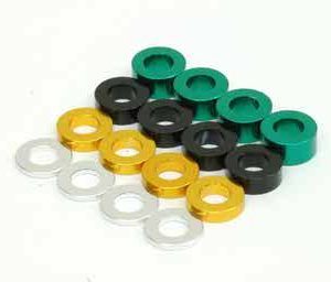 Transmission case anodised alloy spacer shims - 16 assorted colour coded spacers (X6, X60, SCX60 or X6 Squared)